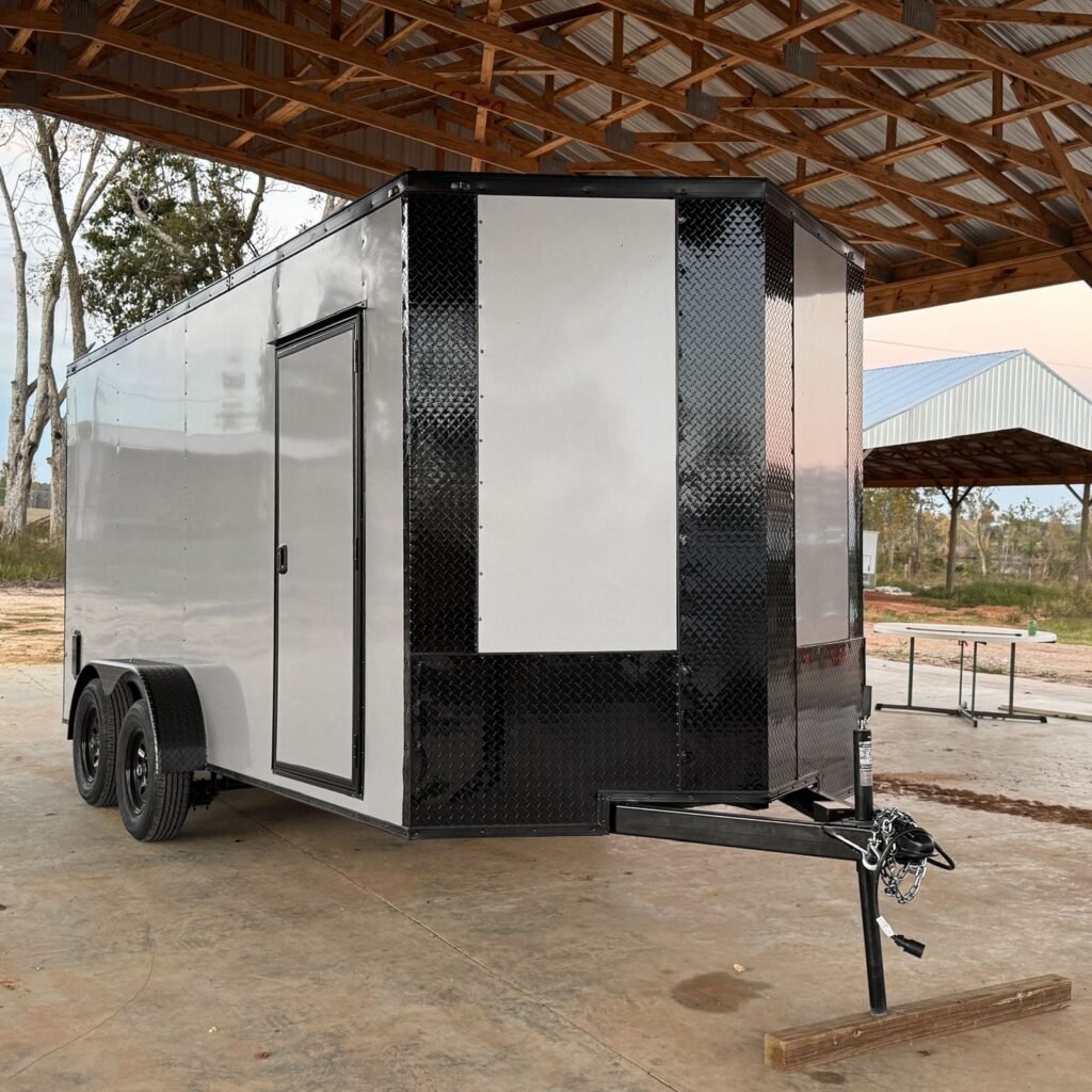 7x16TA Collins Custom Cargo Silver Blackout Enclosed Cargo Trailer