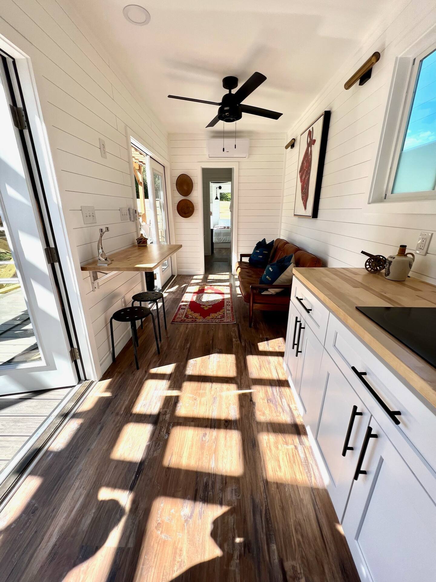 Fitted shower room inside a container home