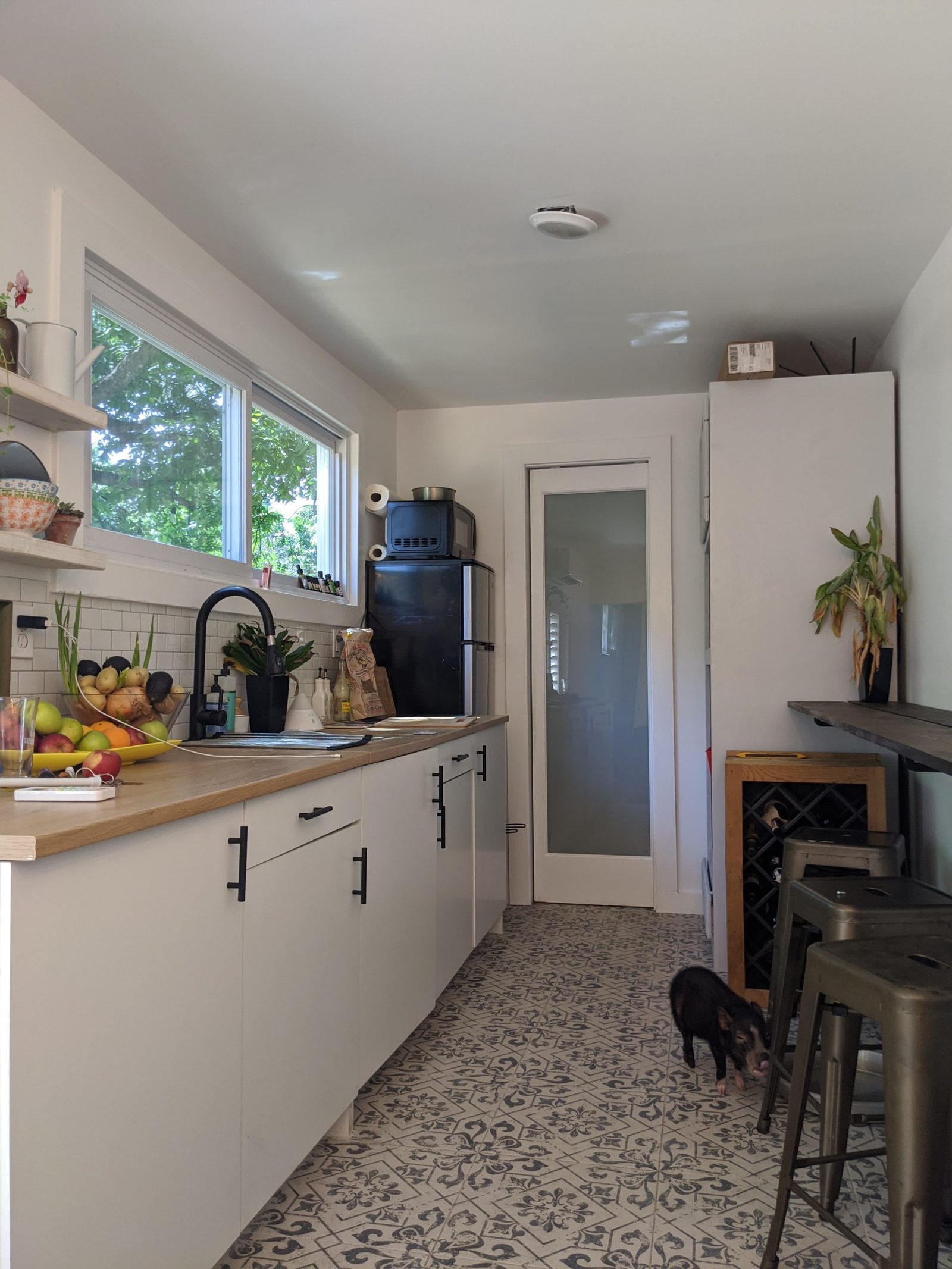 Galley kitchen inside a container home